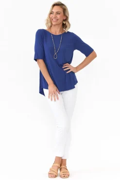Sleeved Tops<Tani Cobalt Half Sleeve Micro Modal Top