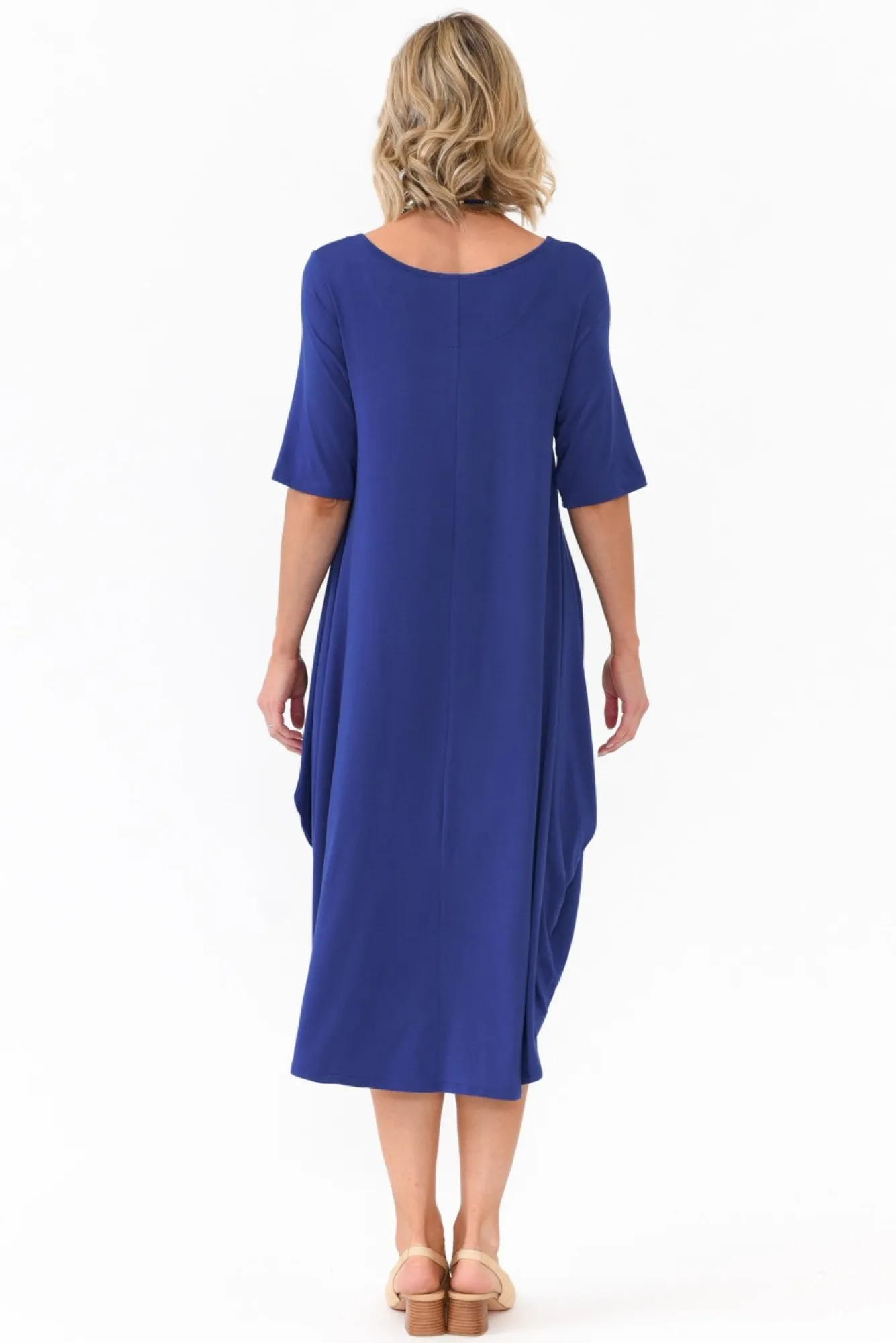 Below Knee Dresses<Tani Cobalt Micro Modal Tri Drape Dress