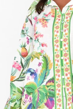 Cotton Tops<Hammock u0026 Vine Cobana Green Tropical Cotton Shirt