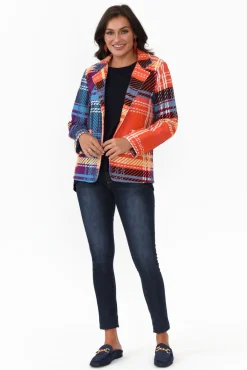 Jackets<Orientique Colby Blue Tartan Cotton Blazer