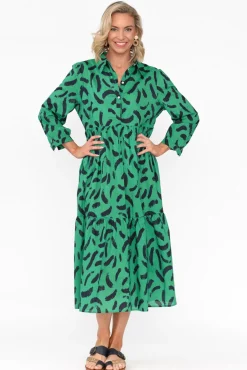 Cotton Dresses<Namastai Colby Green Sketch Cotton Button Dress