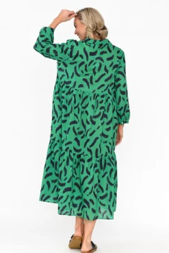 Cotton Dresses<Namastai Colby Green Sketch Cotton Button Dress