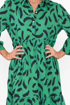 Cotton Dresses<Namastai Colby Green Sketch Cotton Button Dress