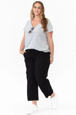 Pants<Willow Tree Colette Black Linen Blend Stretch Pant