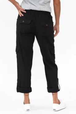 Pants<Willow Tree Colette Black Linen Blend Stretch Pant