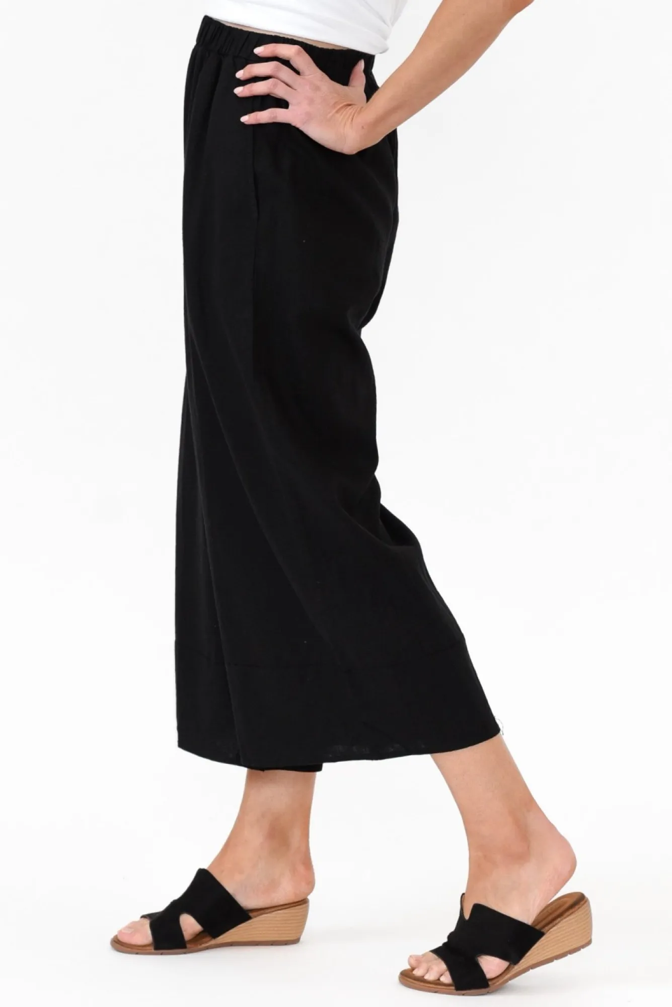 Pants<Cali and Co Colleen Black Linen Wide Leg Pant