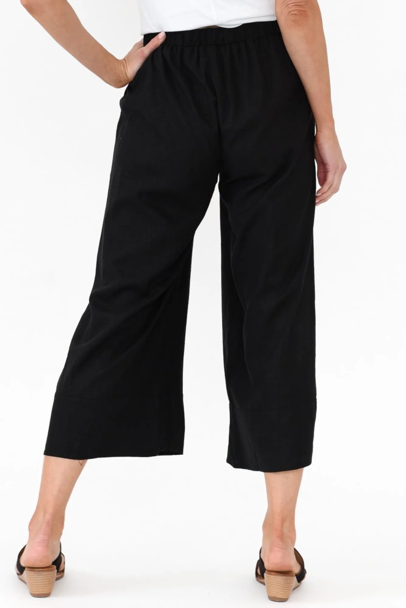 Pants<Cali and Co Colleen Black Linen Wide Leg Pant