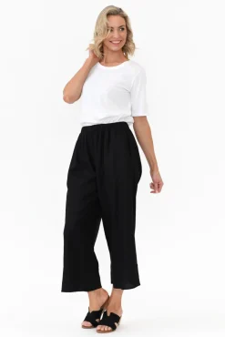 Pants<Cali and Co Colleen Black Linen Wide Leg Pant