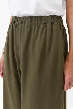 Pants<Cali and Co Colleen Khaki Linen Wide Leg Pant