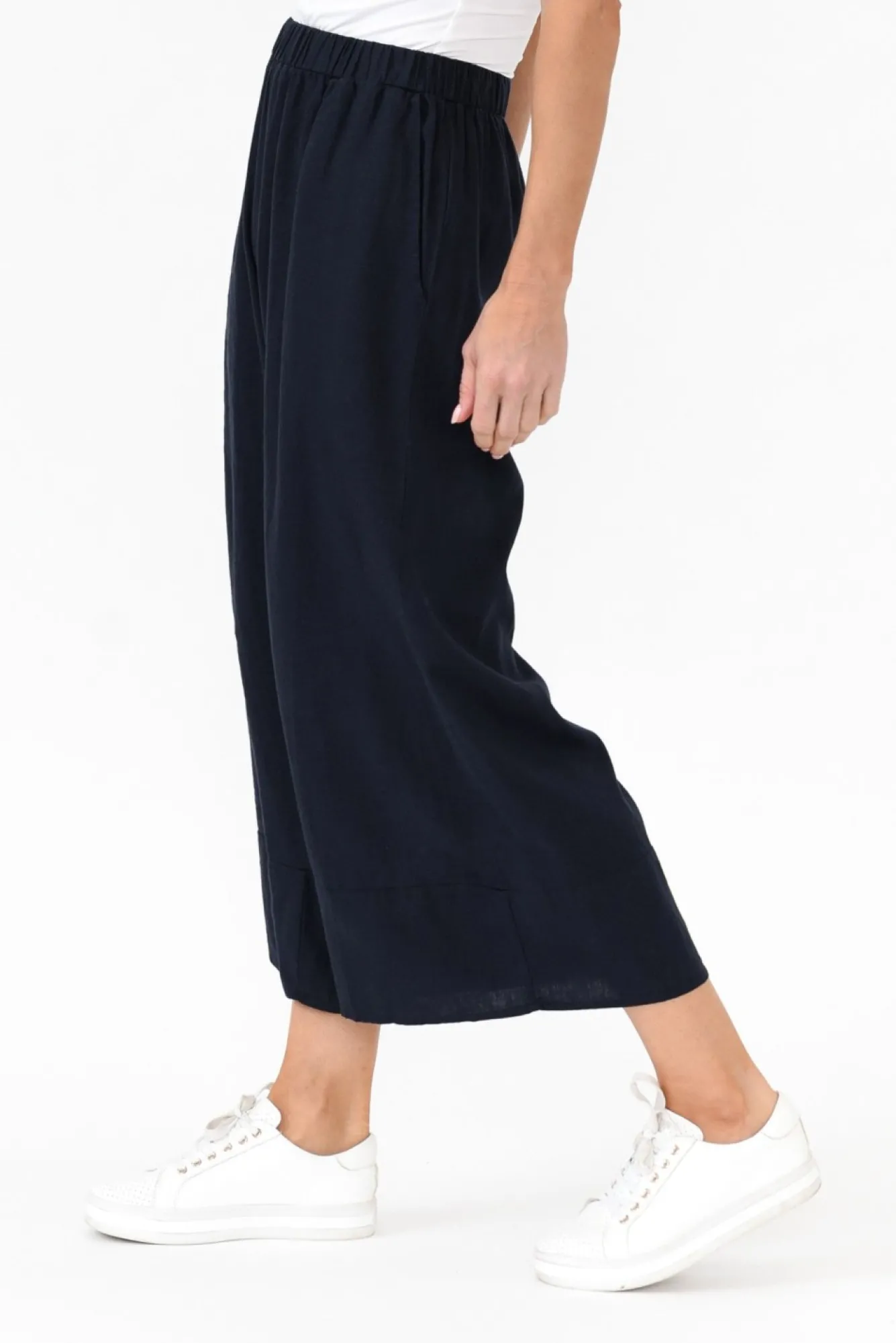 Pants<Cali and Co Colleen Navy Linen Wide Leg Pant