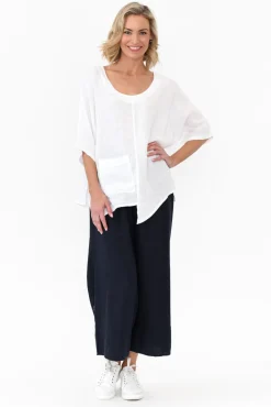 Pants<Cali and Co Colleen Navy Linen Wide Leg Pant