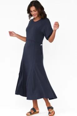 Midi Dresses<One Ten Willow Colorado Navy Cotton Maxi Dress