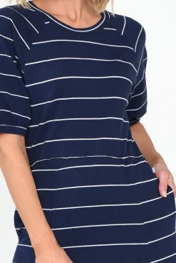 Cotton Dresses<One Ten Willow Colorado Navy Pinstripe Cotton Maxi Dress