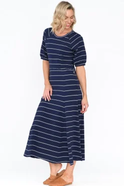 Cotton Dresses<One Ten Willow Colorado Navy Pinstripe Cotton Maxi Dress