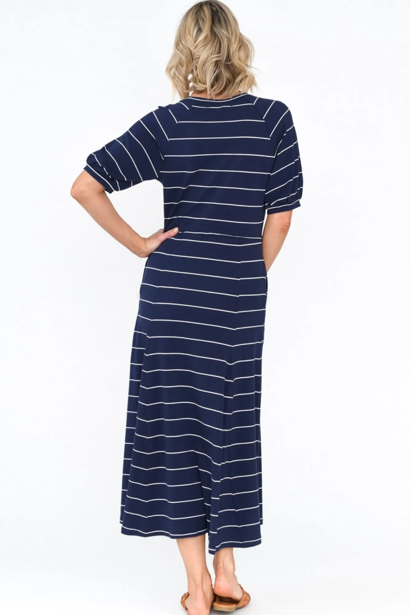 Cotton Dresses<One Ten Willow Colorado Navy Pinstripe Cotton Maxi Dress