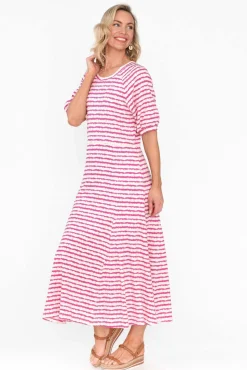Cotton Dresses<One Ten Willow Colorado Pink Stripe Cotton Maxi Dress