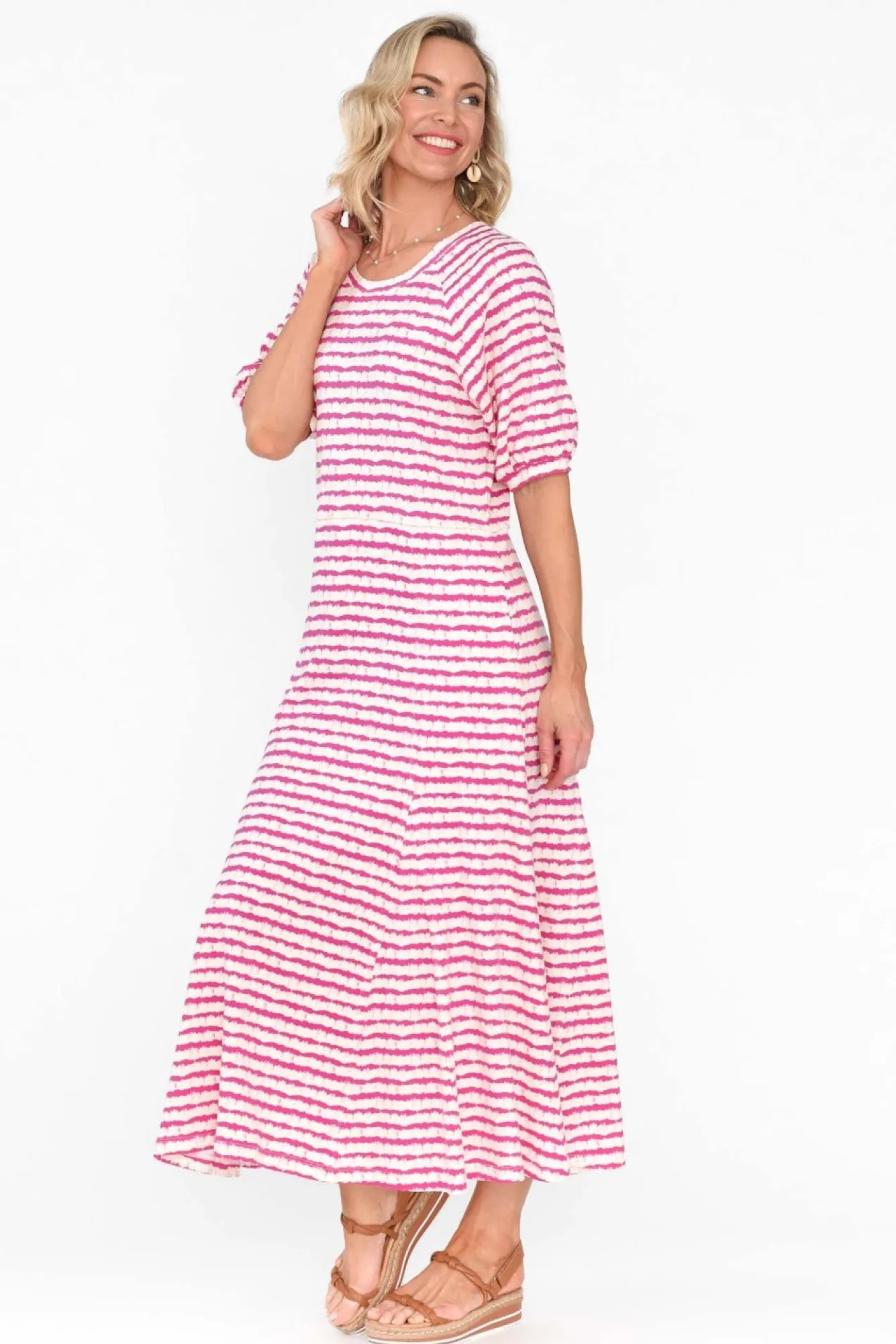 Cotton Dresses<One Ten Willow Colorado Pink Stripe Cotton Maxi Dress