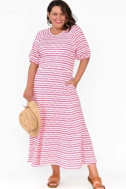 Cotton Dresses<One Ten Willow Colorado Pink Stripe Cotton Maxi Dress