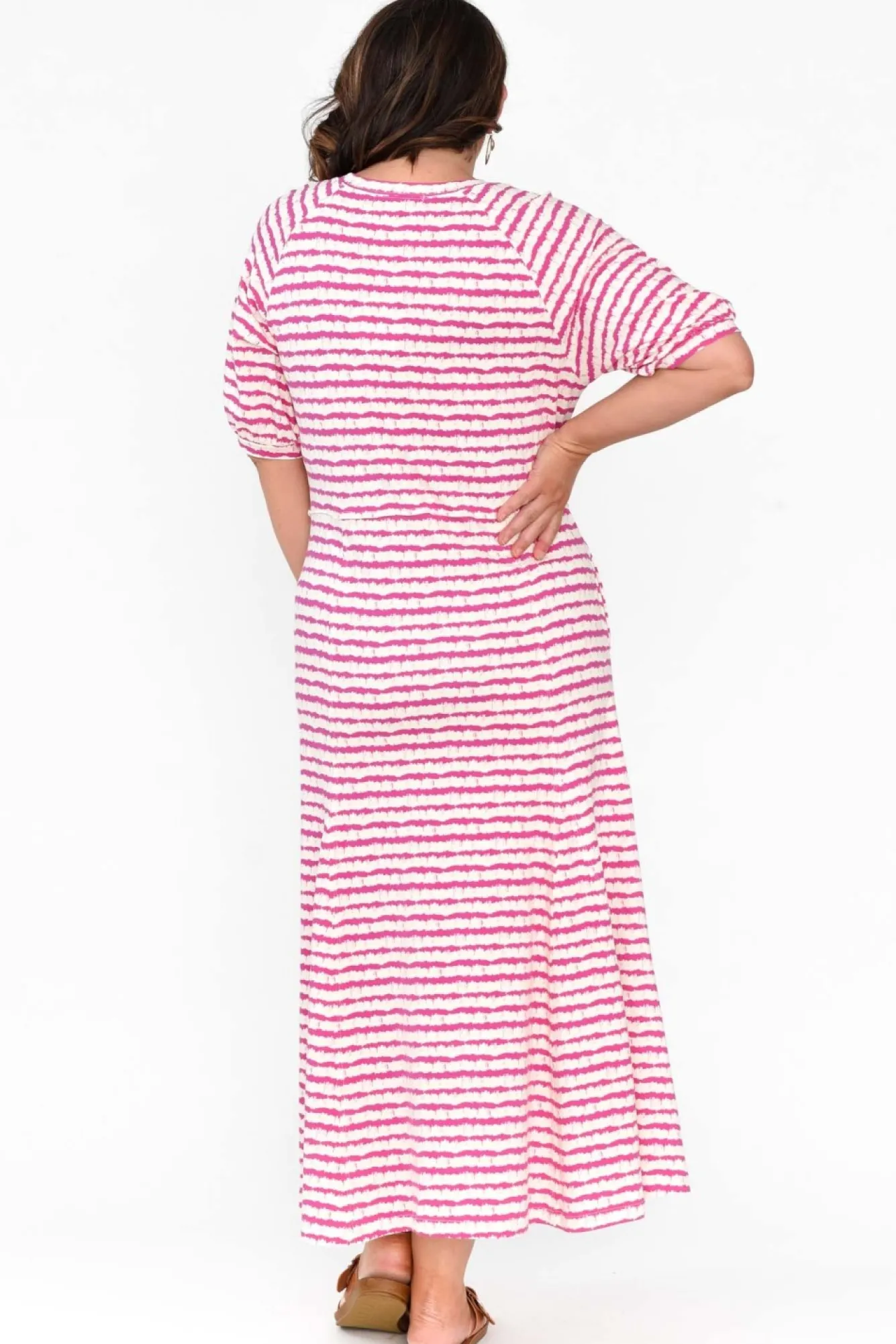 Cotton Dresses<One Ten Willow Colorado Pink Stripe Cotton Maxi Dress