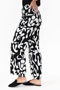 Pants<New U Collection Colton Black Abstract Drawstring Pant
