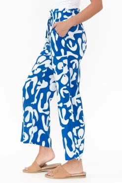 Pants<New U Collection Colton Blue Abstract Drawstring Pant