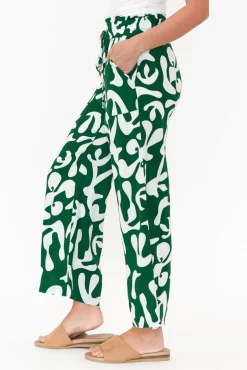 Pants<New U Collection Colton Green Abstract Drawstring Pant