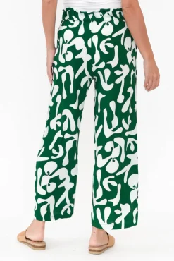 Pants<New U Collection Colton Green Abstract Drawstring Pant