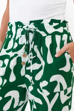 Pants<New U Collection Colton Green Abstract Drawstring Pant