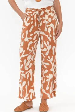 Pants<New U Collection Colton Rust Abstract Drawstring Pant