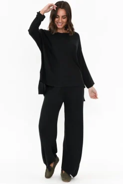 Pants<La Strada Connor Black Modal Blend Knit Pant
