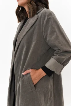 Coats<Italian Closet Copenhagen Taupe Velvet Coat