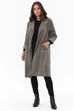 Coats<Italian Closet Copenhagen Taupe Velvet Coat