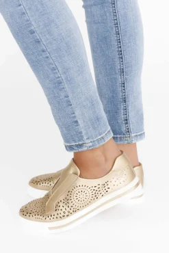 Leather Sneakers<Bay Lane Cortina Champagne Slip On Shoe