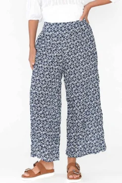 Pants<Namastai Costello Navy Flower Crinkle Cotton Pant