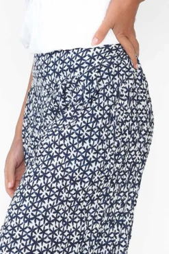 Pants<Namastai Costello Navy Flower Crinkle Cotton Pant