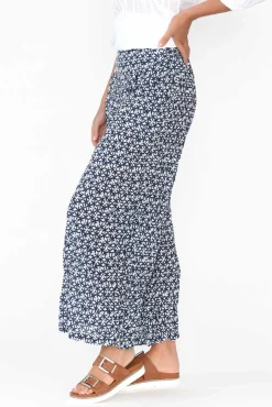 Pants<Namastai Costello Navy Flower Crinkle Cotton Pant