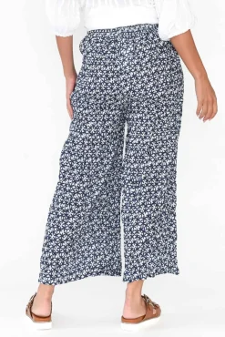 Pants<Namastai Costello Navy Flower Crinkle Cotton Pant