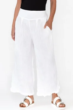 Pants<Namastai Costello White Crinkle Cotton Pant
