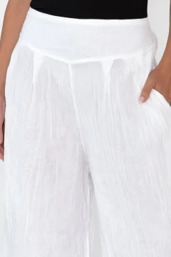 Pants<Namastai Costello White Crinkle Cotton Pant