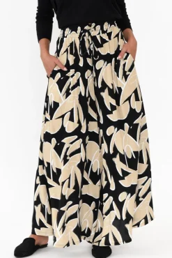 Pants<Silver Wishes Cotswold Black Abstract Wide Leg Pant