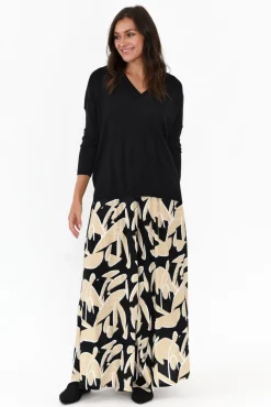 Pants<Silver Wishes Cotswold Black Abstract Wide Leg Pant