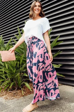 Pants<Silver Wishes Cotswold Navy Abstract Wide Leg Pant