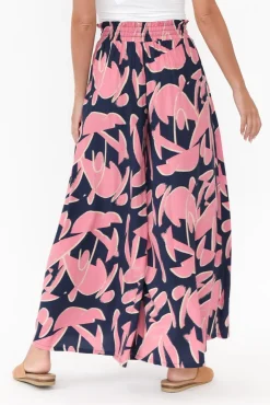 Pants<Silver Wishes Cotswold Navy Abstract Wide Leg Pant
