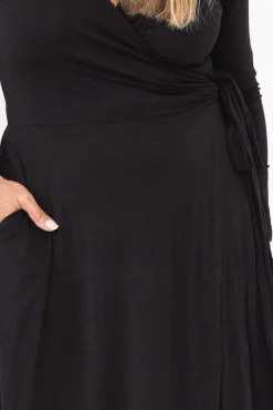 Bamboo Dresses<Bamboo Villa Courtney Black Bamboo Wrap Dress