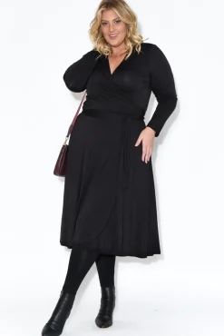 Bamboo Dresses<Bamboo Villa Courtney Black Bamboo Wrap Dress