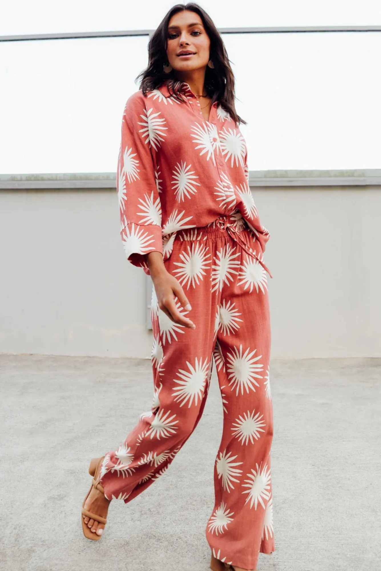 Shirts<Label Of Love Cresta Rust Flower Shirt