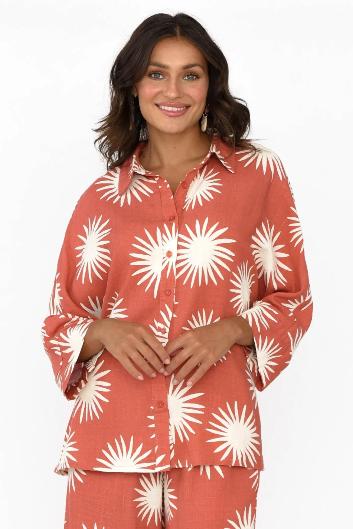 Shirts<Label Of Love Cresta Rust Flower Shirt