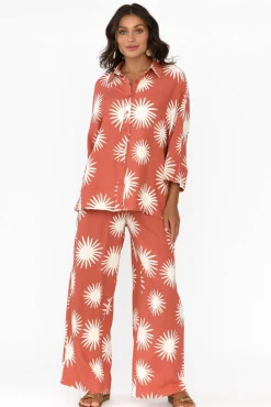 Shirts<Label Of Love Cresta Rust Flower Shirt