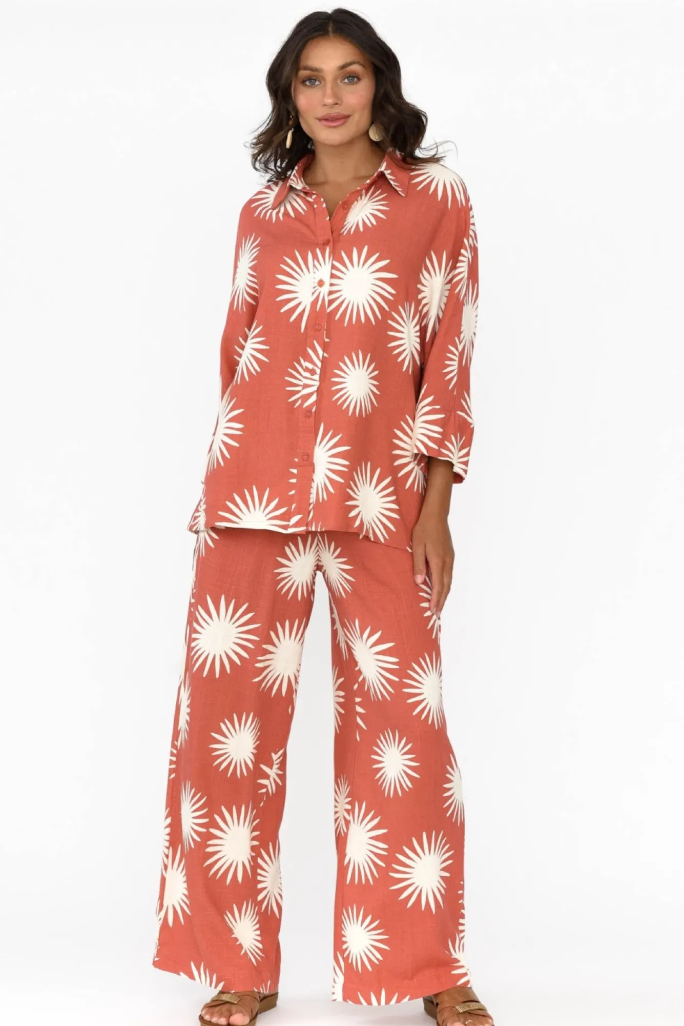 Shirts<Label Of Love Cresta Rust Flower Shirt