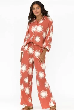 Shirts<Label Of Love Cresta Rust Flower Shirt